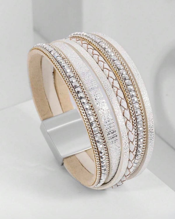 Chic White Leather Bracelet