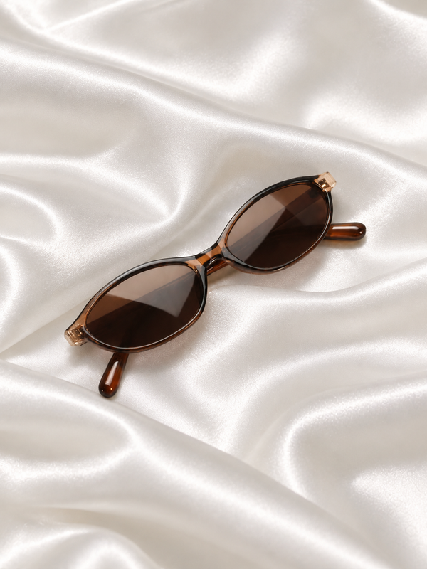 Brown Frame Oval Cat-Eye Sunglasses