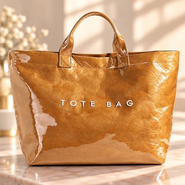 Large Khaki/Gold Tote Bag