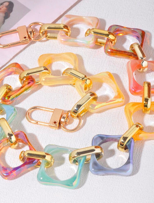 Chunky Acrylic Chain Link Purse Charm in Pastel Colors
