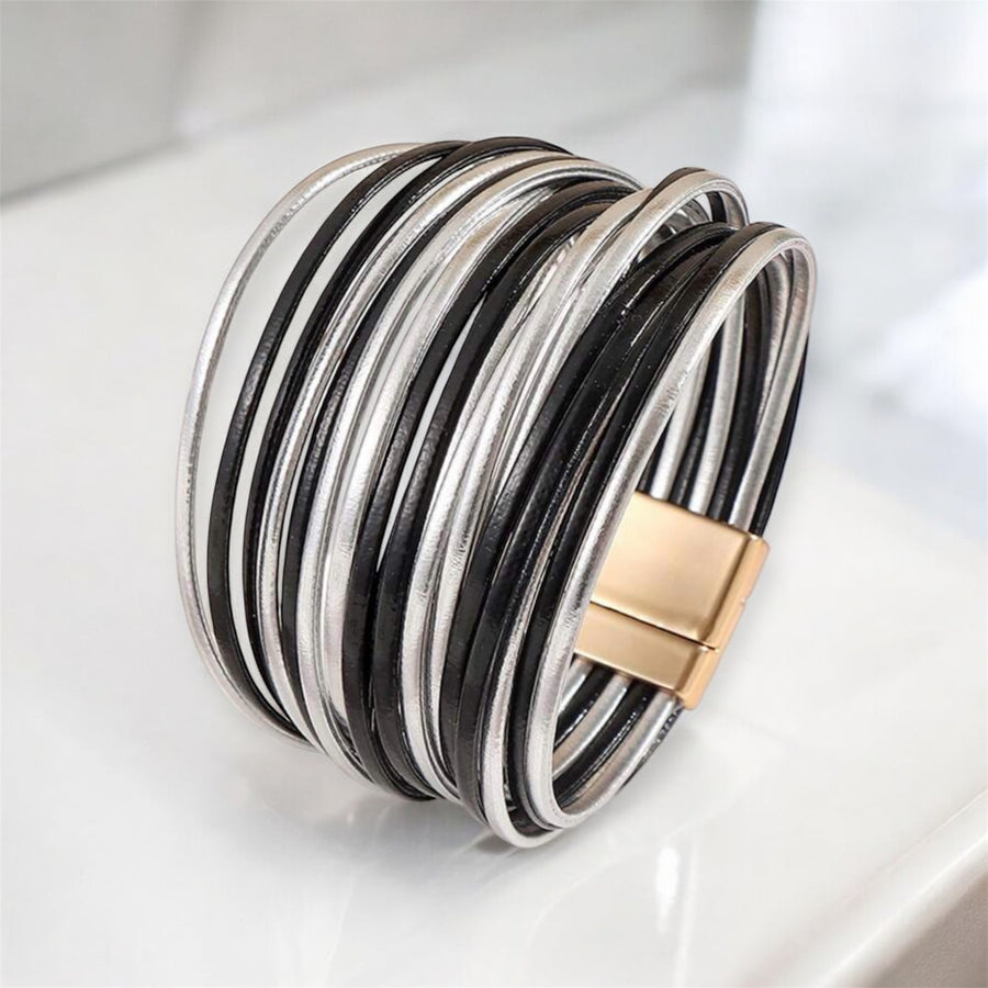 Silver & Black Cuff Bracelet