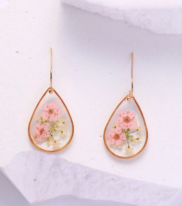 Baby Pink Resin Drop Earrings
