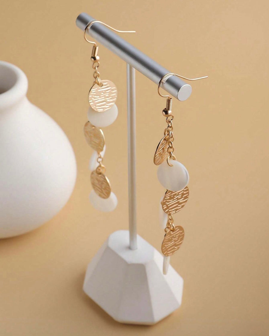 Gold & White Shell Earrings