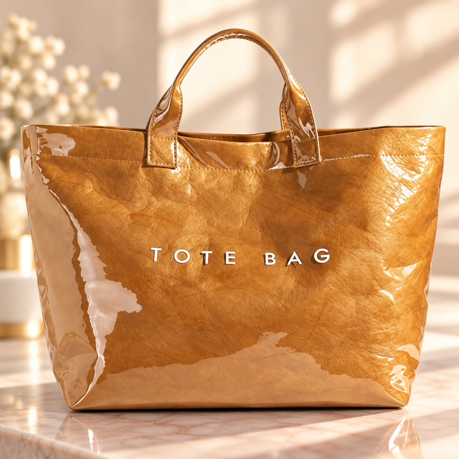 Large Khaki/Gold Tote Bag