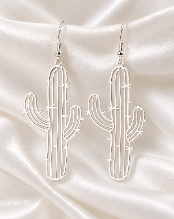 Silver Cactus Earrings