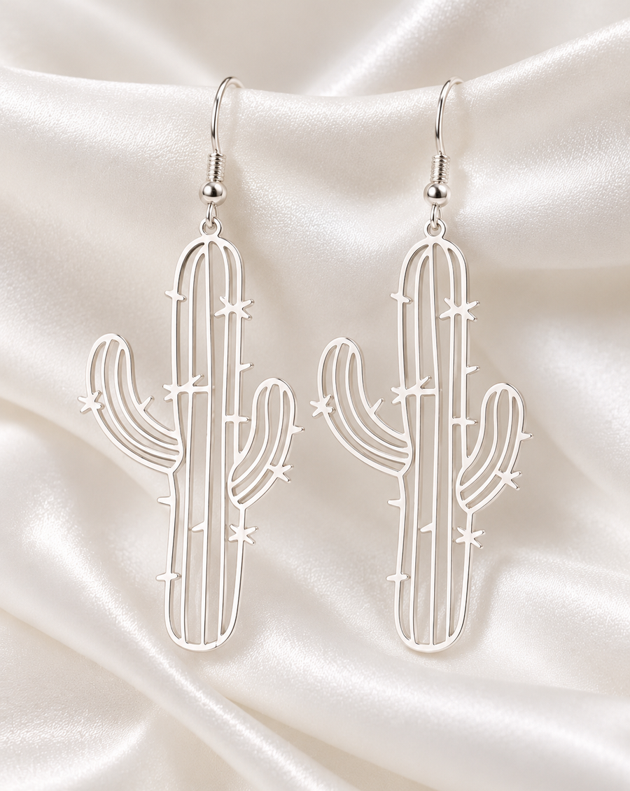 Silver Cactus Earrings
