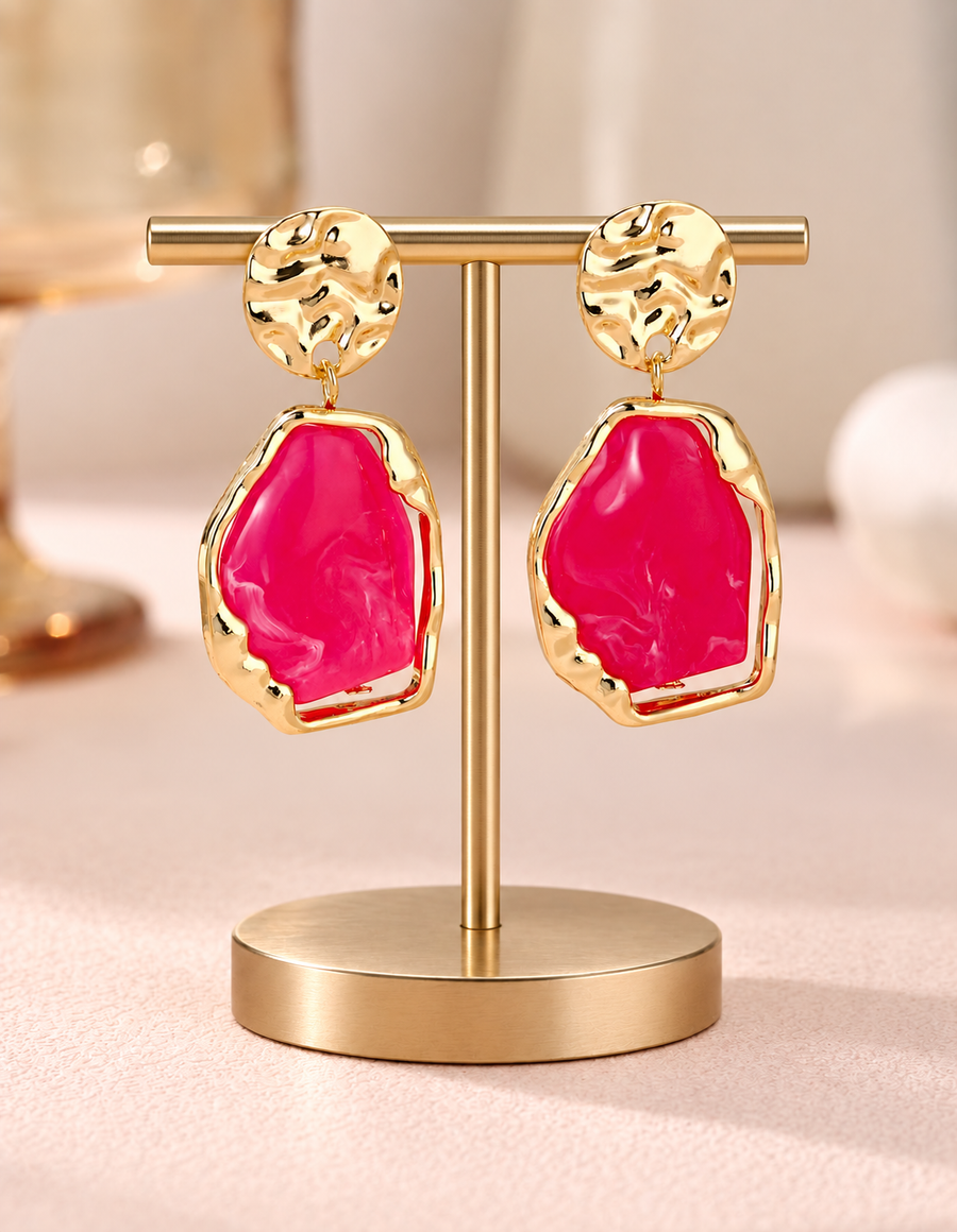 Sleek Magenta Pink Earrings