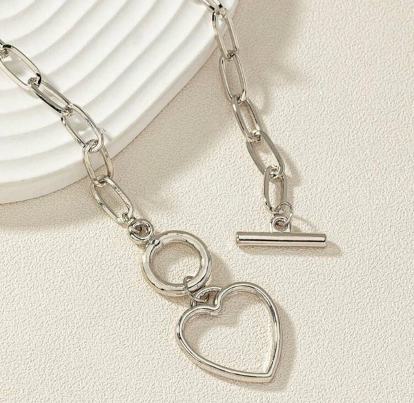 Open Heart Silver Chain Necklace