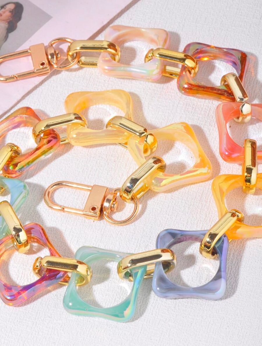 Chunky Acrylic Chain Link Purse Charm in Pastel Colors