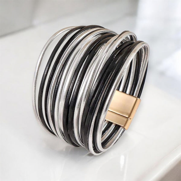 Silver & Black Cuff Bracelet